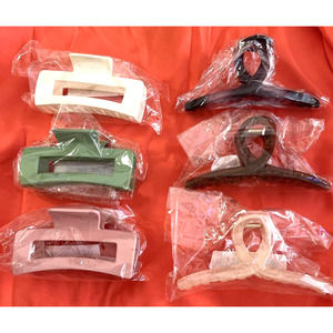 Set Of 6 Large Hair Claws Clips For Thick Hair Creme, Green, Pink, Purple, etc